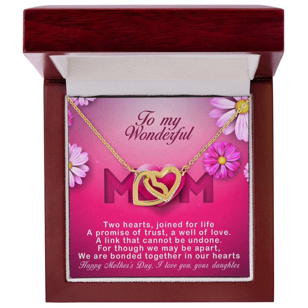 Daughters ! Perfect Mother'S Day Necklace Gift Interlocking Hearts Necklace