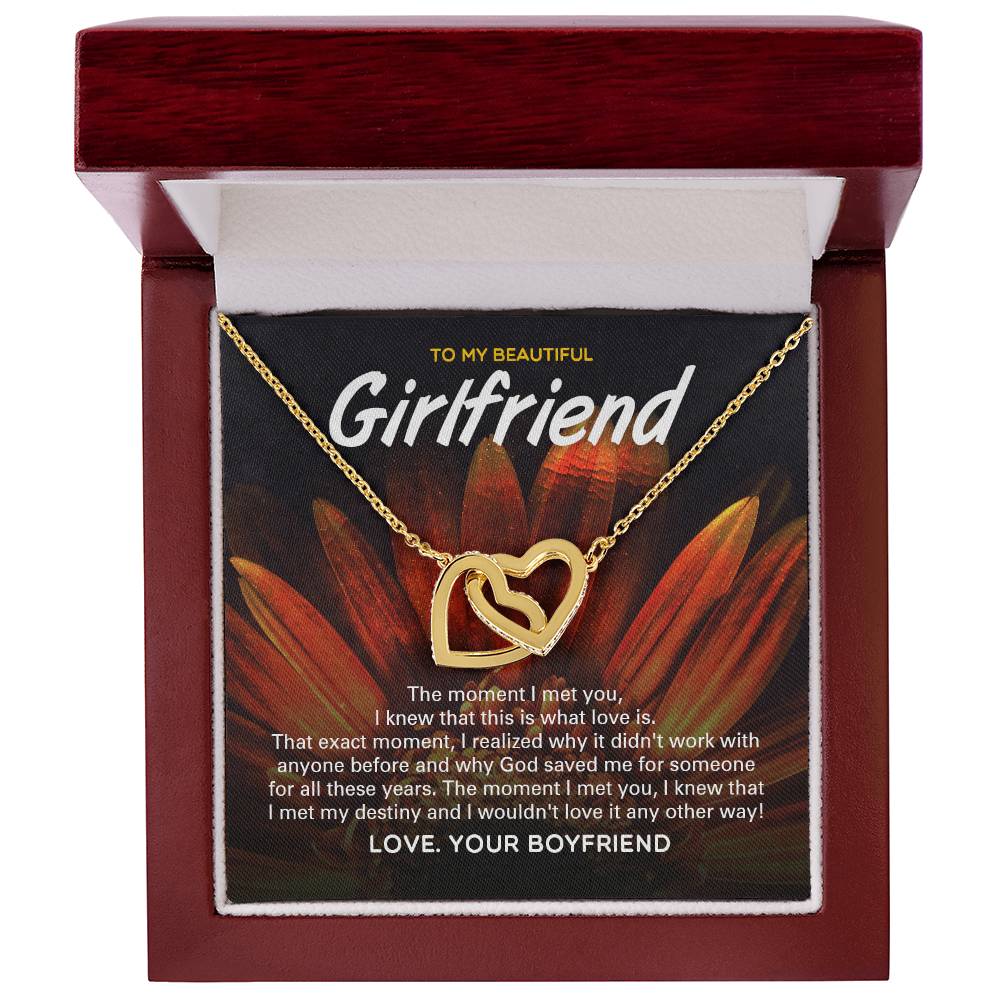 God Saved Me For You - Two Hearts Necklace For Girlfriend Interlocking Hearts Necklace
