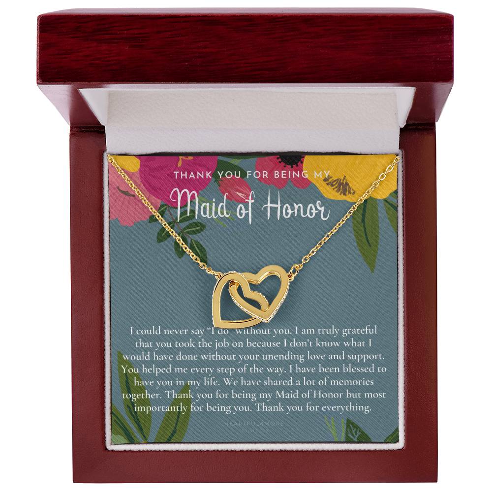 Maid Of Honor Thank You Gift From Bride Bridesmaid Gift Maid Of Honor Gift Necklace Matron Of Honor Gift Thank You Gift From Bride Interlocking Hearts Necklace