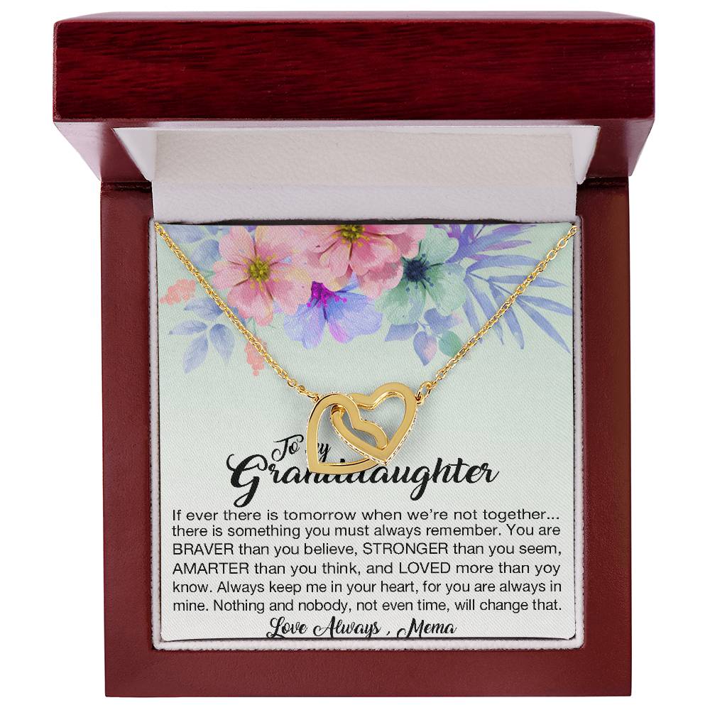 To My Granddaughter Love Always Mema Interlocking Hearts Necklace