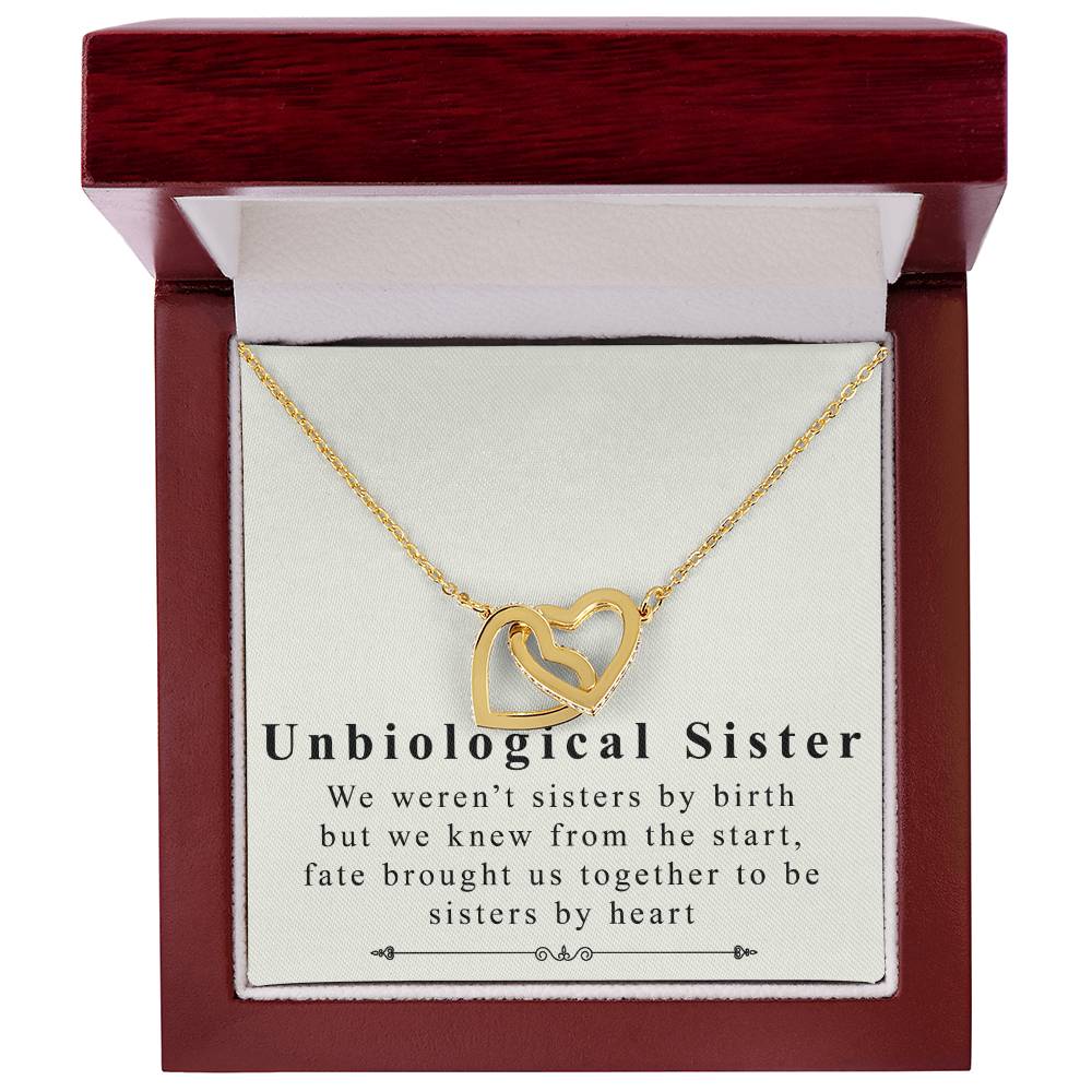 To Unbiological Sister - Interlocking Heart Necklace Interlocking Hearts Necklace