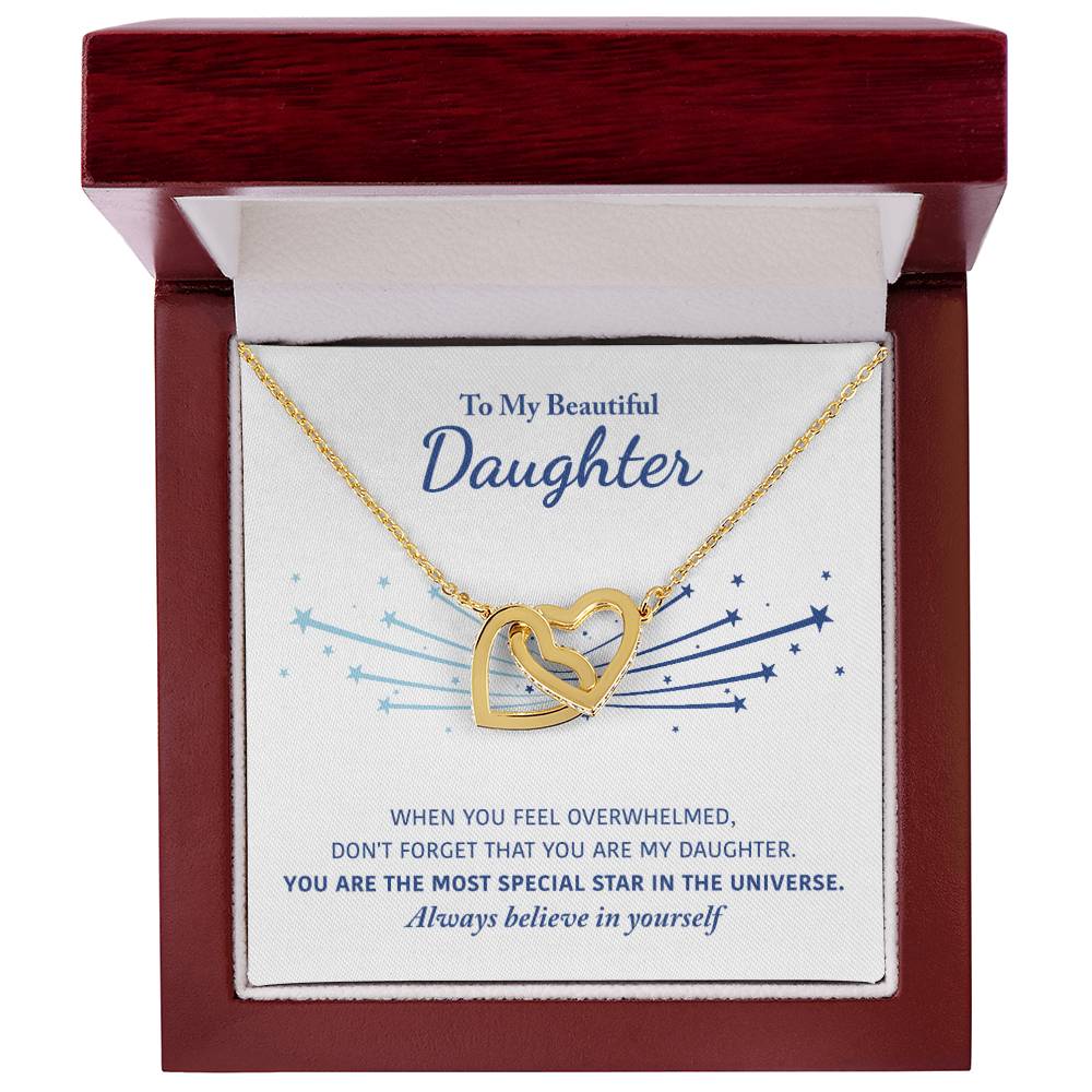 My Beautiful Daughter - Keep Me In Your Heart - Interlocking Heart Necklace Interlocking Hearts Necklace