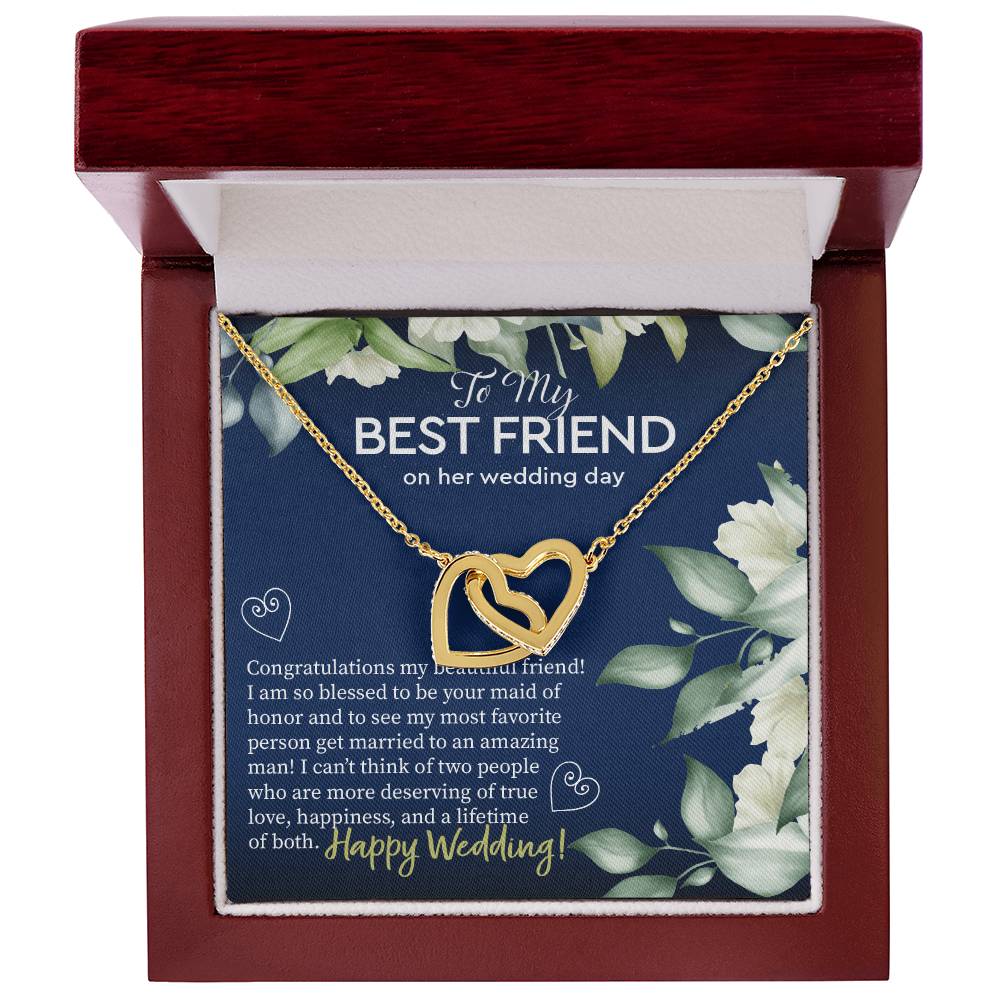 Gift To Best Friend On Wedding Wedding Gift To Friend From Maid Of Honor Maid Of Honor Gift To Bride Besties Necklace Gift Interlocking Hearts Necklace