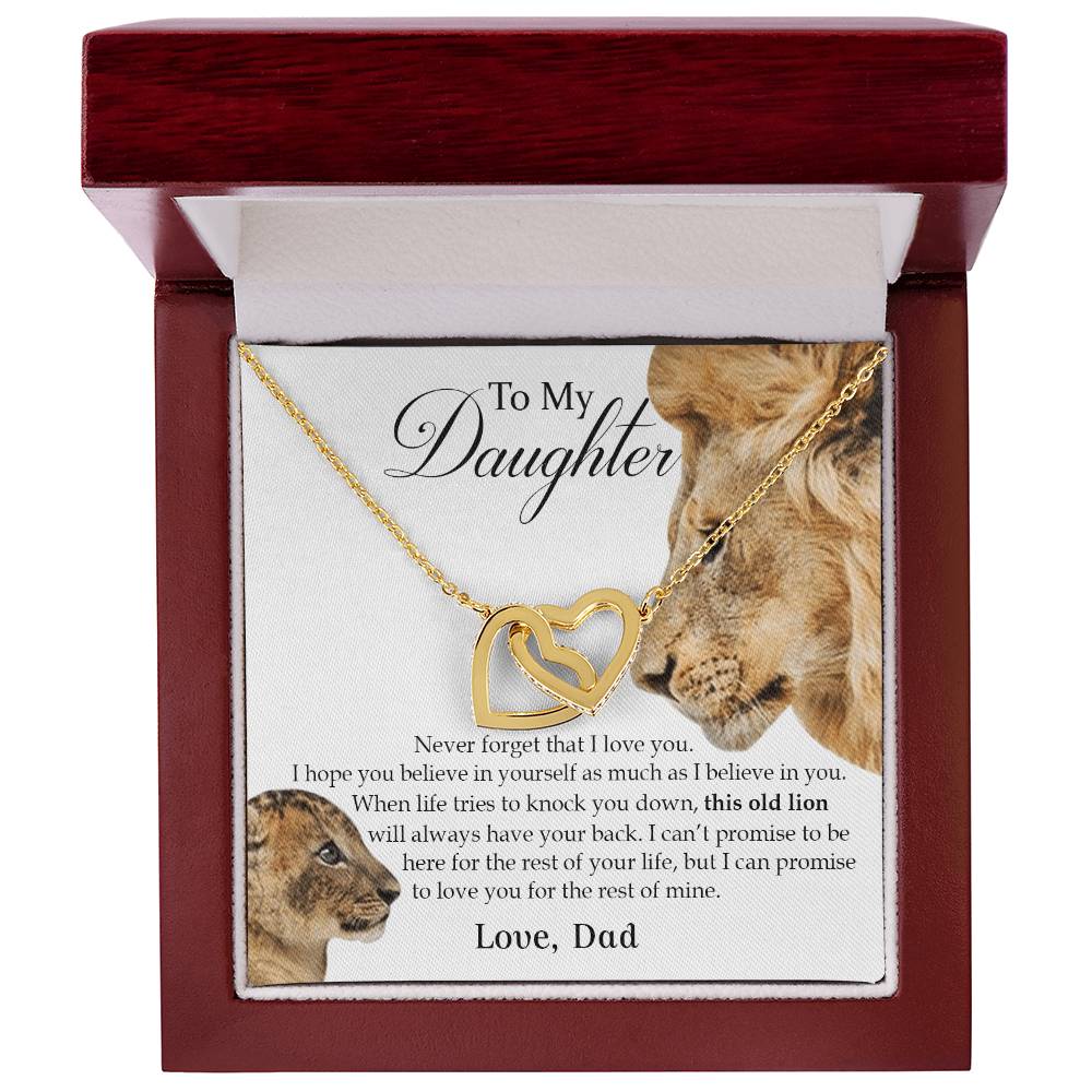 To My Daughter Interlocking Heart Necklace Old Lion Interlocking Hearts Necklace