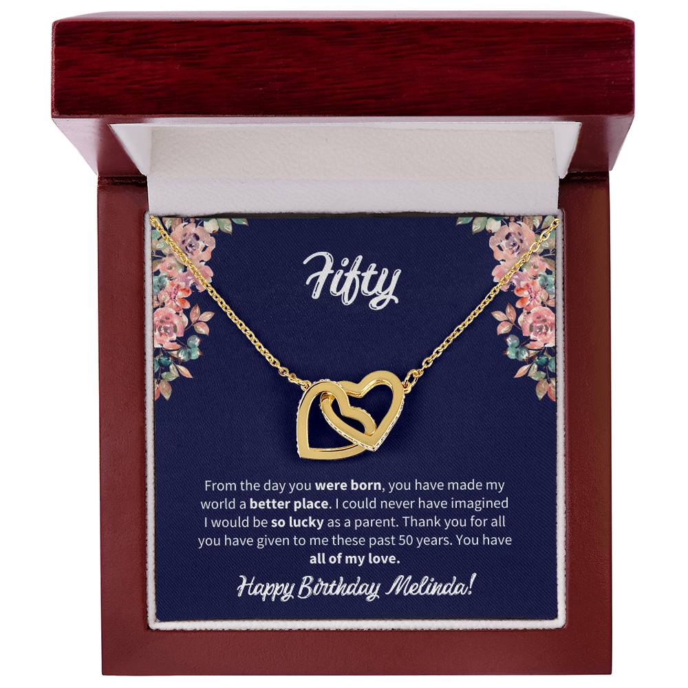 Fifty Birthday All Of My Love Interlocked Hearts Necklace Interlocking Hearts Necklace