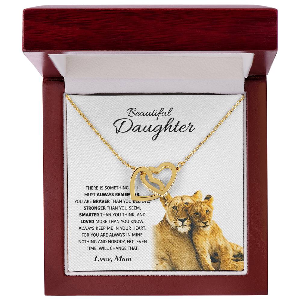 Beautiful Daughter - Love Gift For Daughters From Mom - Interlocking Hearts Necklace