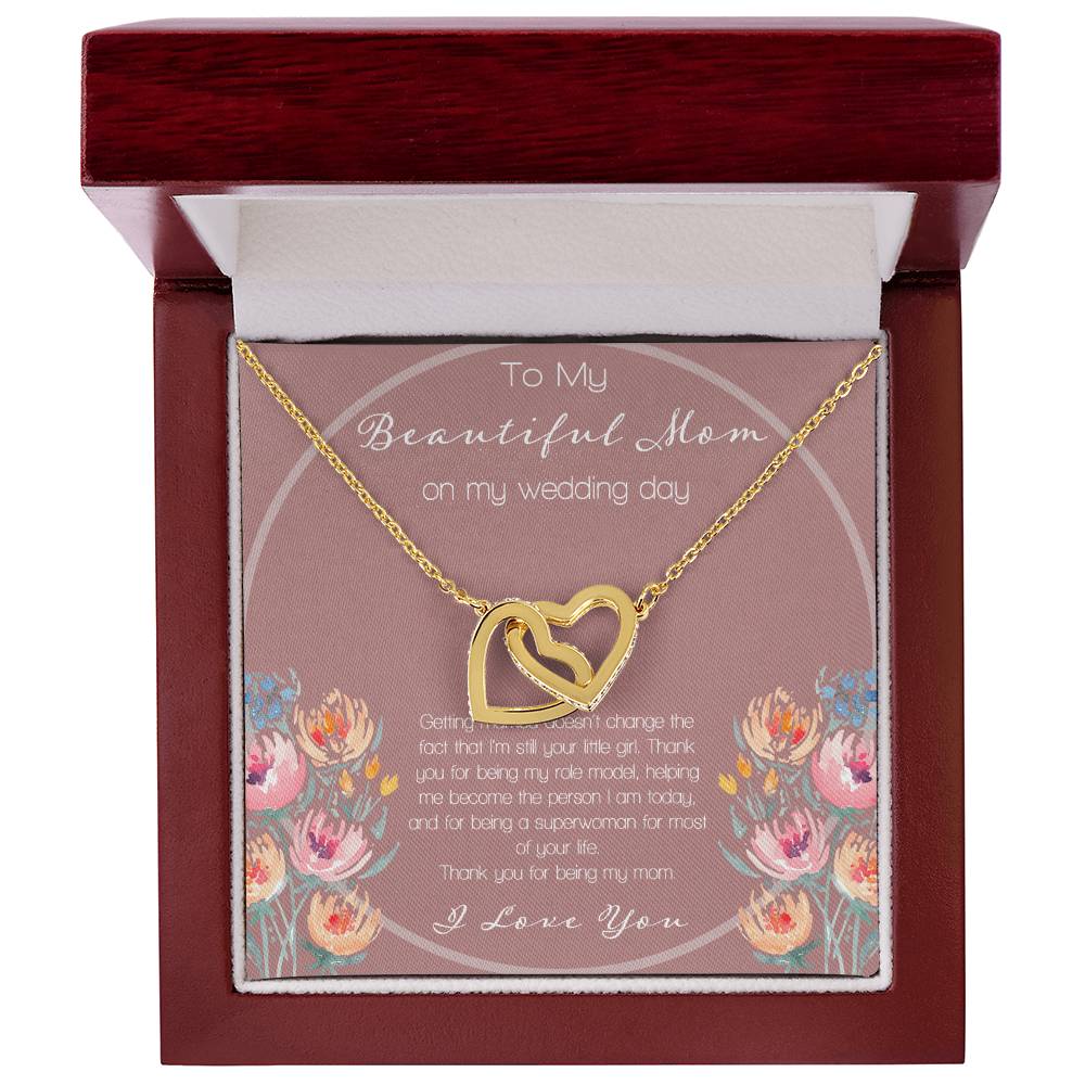 To My Beautiful Mom On My Wedding Day Interlocking Hearts Necklace