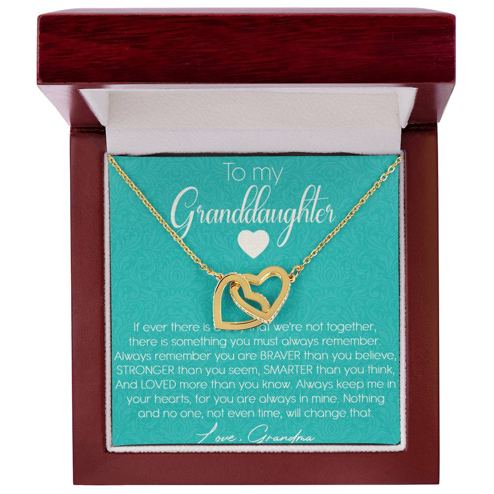 To My Granddaughter Interlocking Hearts Necklace Message Card