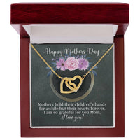 Interlocking Hearts Necklace For Mom Black And Floral For Mother'S Day