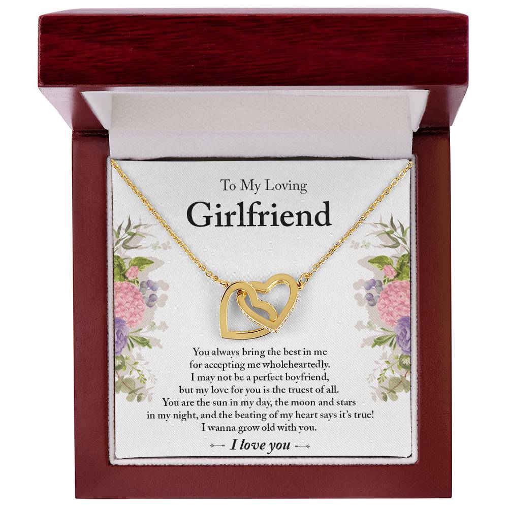 To My Loving Girlfriend - Interlocking Heart Pendant Necklace Interlocking Hearts Necklace