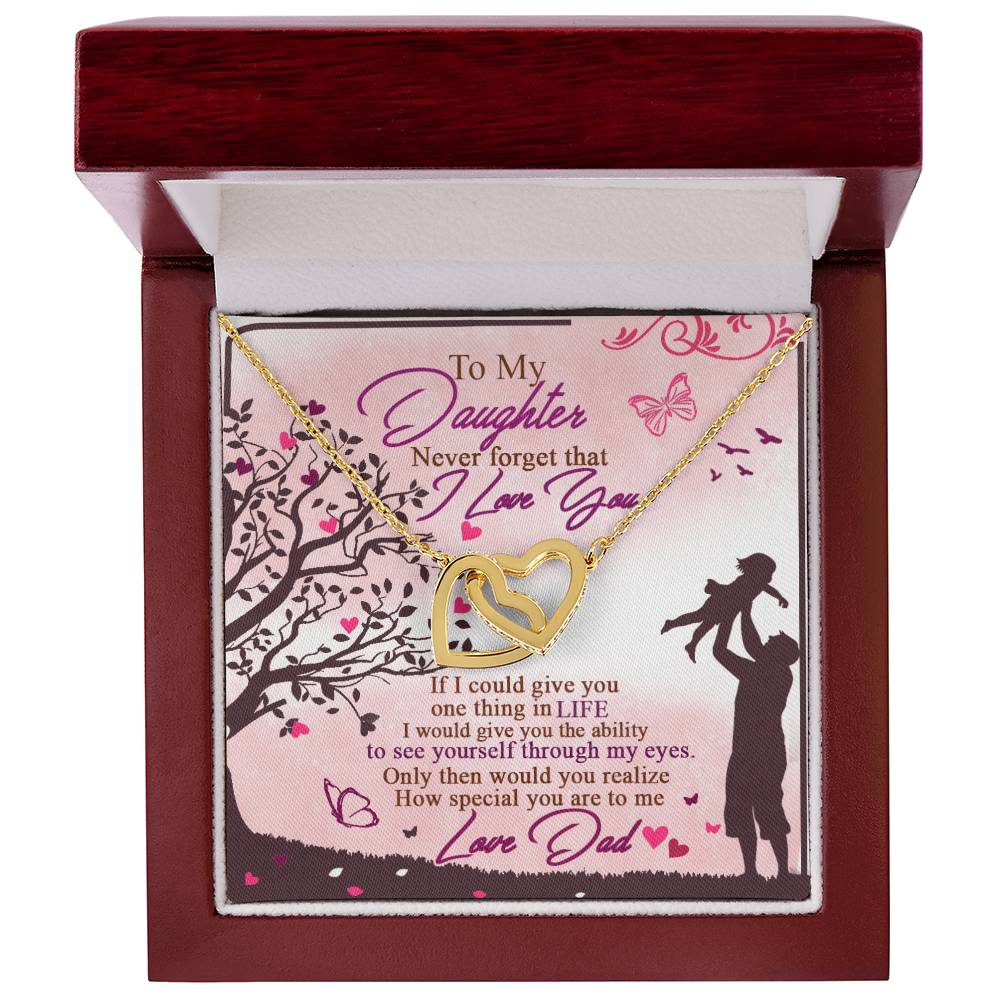 To My Daughter - Never Forget That I Love You - Interlocking Hearts Necklace