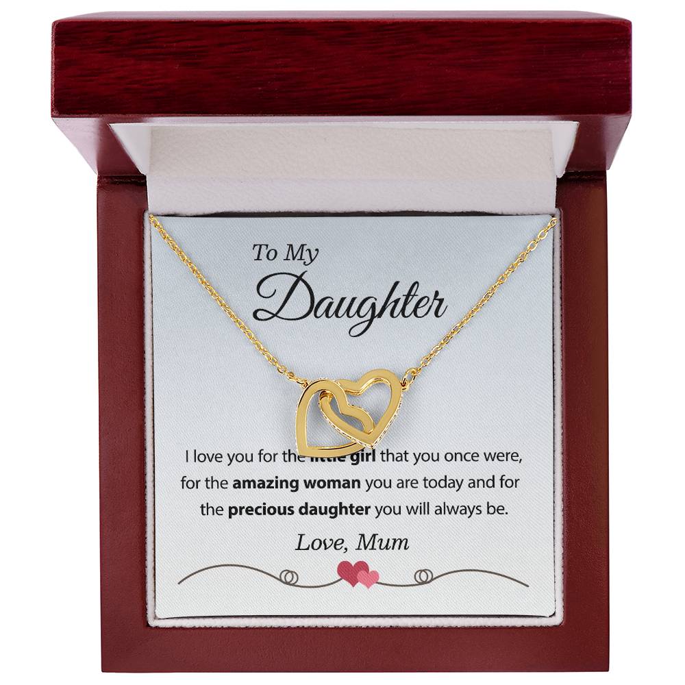 To My Daughter Necklace From Mum Interlocking Hearts Necklace