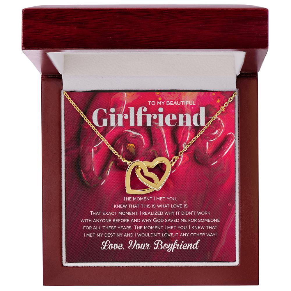 Two Hearts Necklace For Girlfriend - God Saved Me For You Interlocking Hearts Necklace