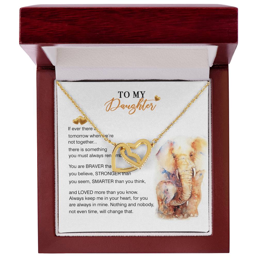 To My Daughter Necklace From Elephant Mom Interlocking Hearts Necklace
