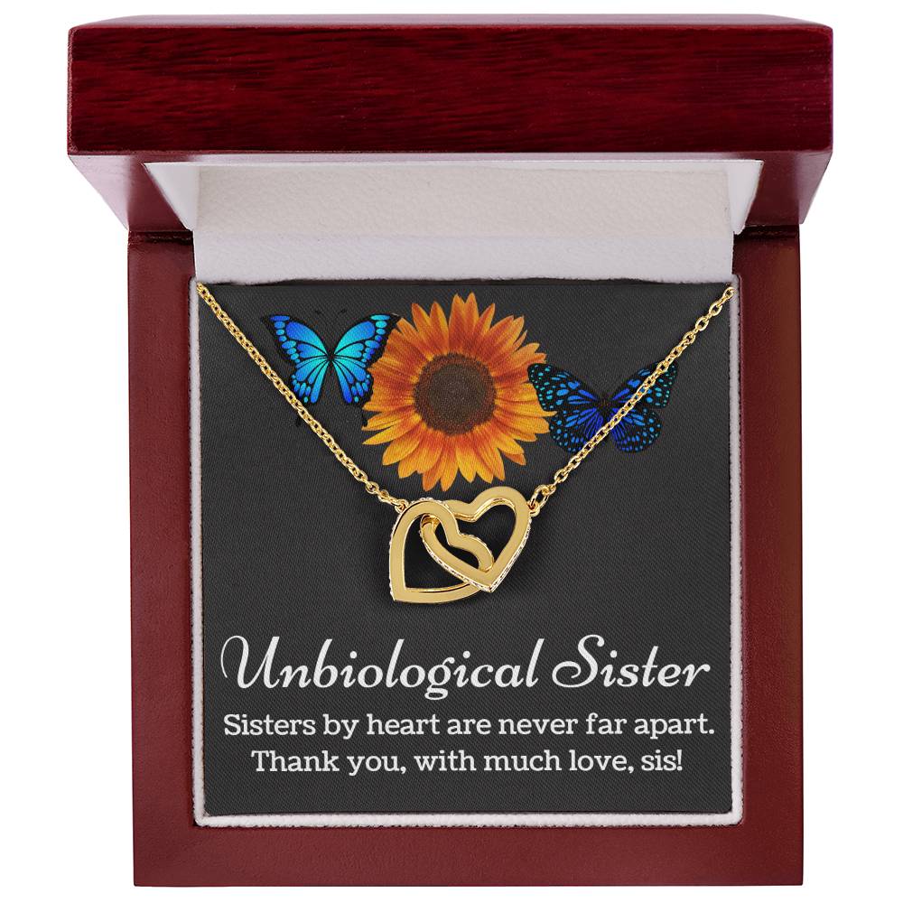 Unbiological Sister Necklace Interlocking Hearts Necklace