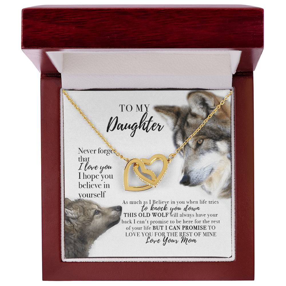 To My Daughter Necklace From Wolf Mom Interlocking Hearts Necklace