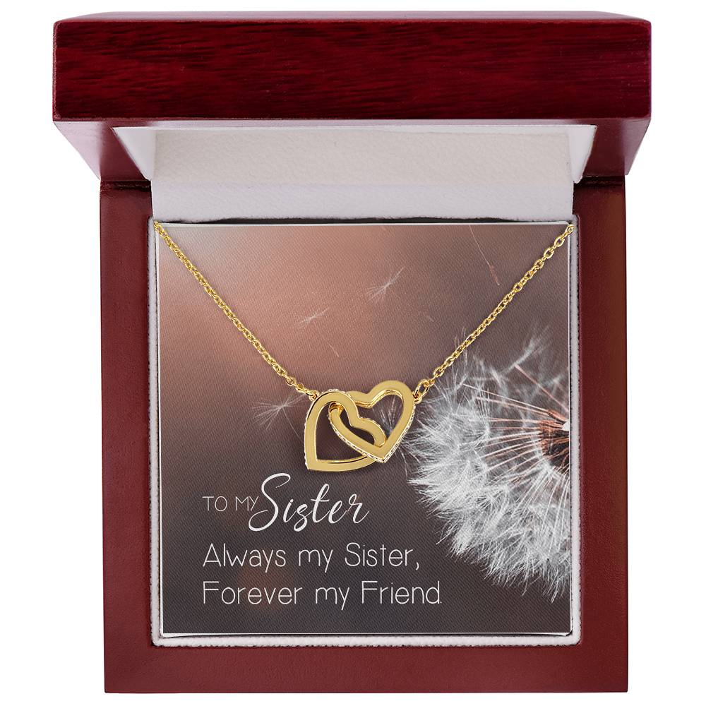 To My Sister Interlocking Hearts Necklace Birthday Message Card
