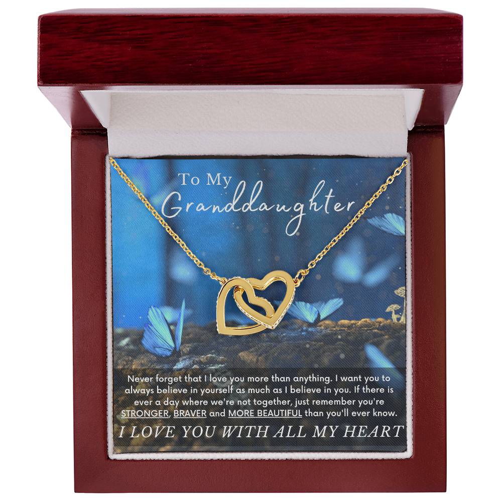 To My Granddaughter Butterfly Necklace - A Unique Gift She Can Cherish Forever Interlocking Hearts Necklace