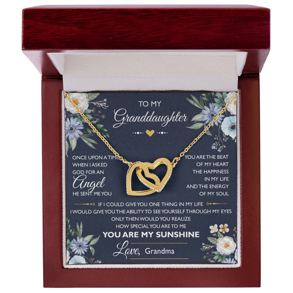To My Granddaughter Message Card Necklace From Grandma Interlocking Hearts Necklace