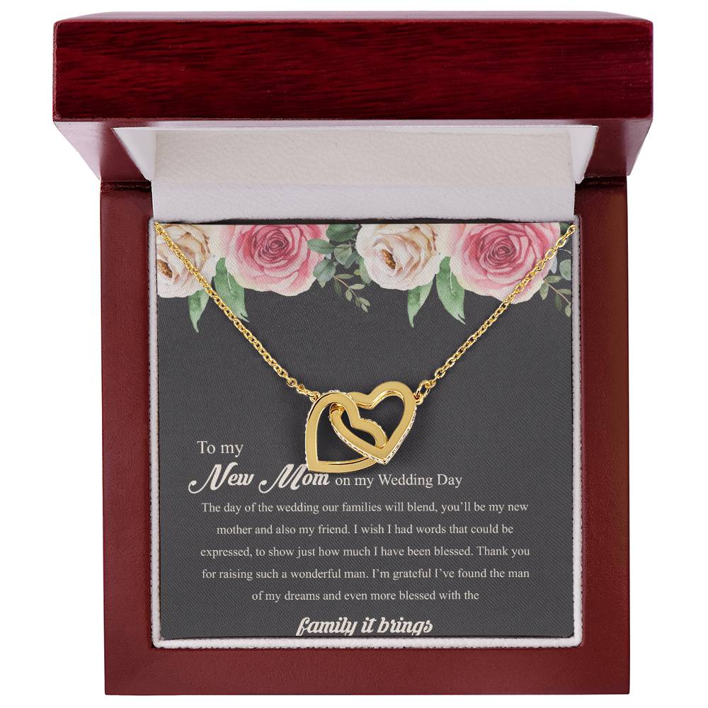 To My New Mom On My Wedding Day Interlocking Hearts Necklace