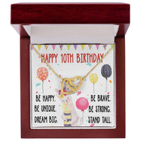 10Th Birthday Necklace Gift For Girl Daughter Birthday Gift For 10 Years Old Teen Birthday Gift Cute Llama Interlocking Hearts Necklace