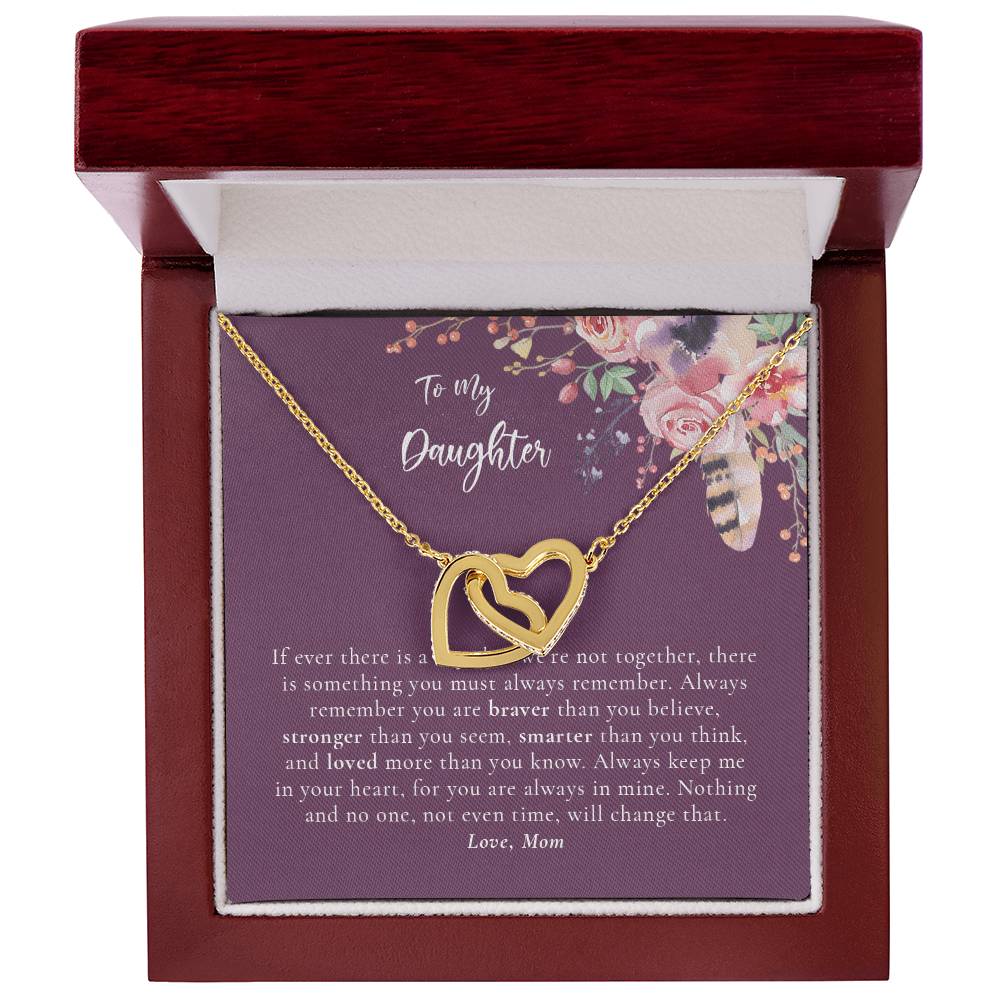 To My Daughter Necklace - Purple Interlocking Hearts Necklace
