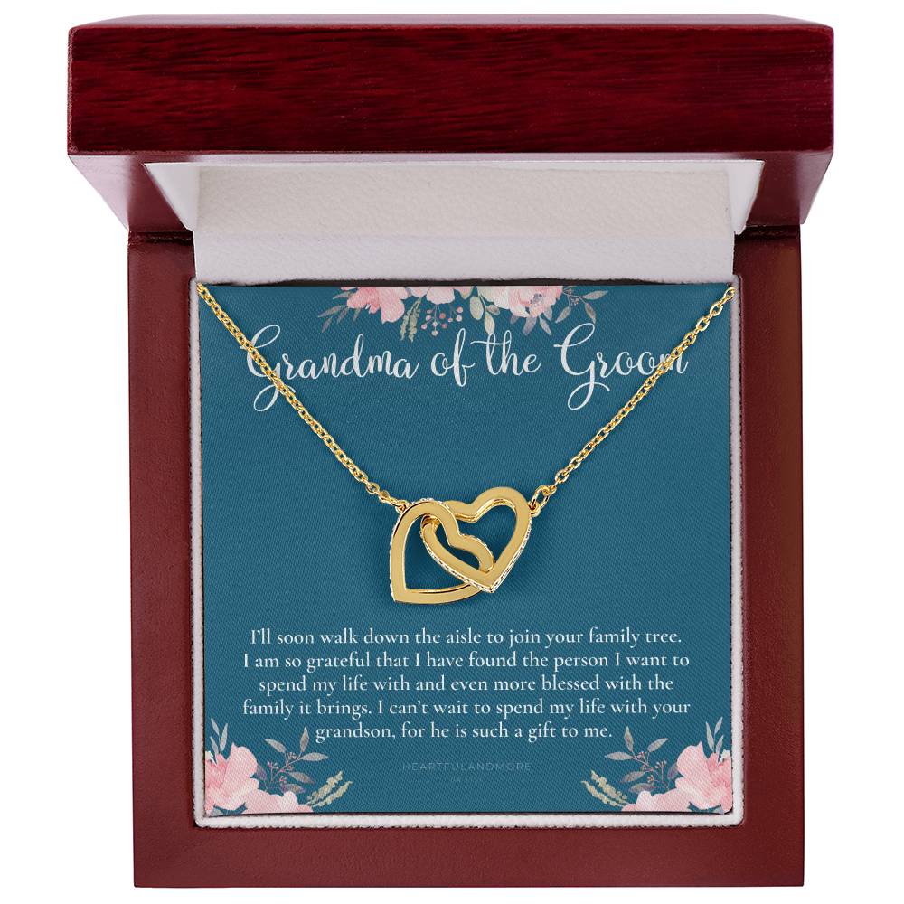Grandmother Of The Groom Gift Necklace Grandma Wedding Gift Nana Bridal Shower Rehearsal Dinner Thank You Gift Interlocking Hearts Necklace