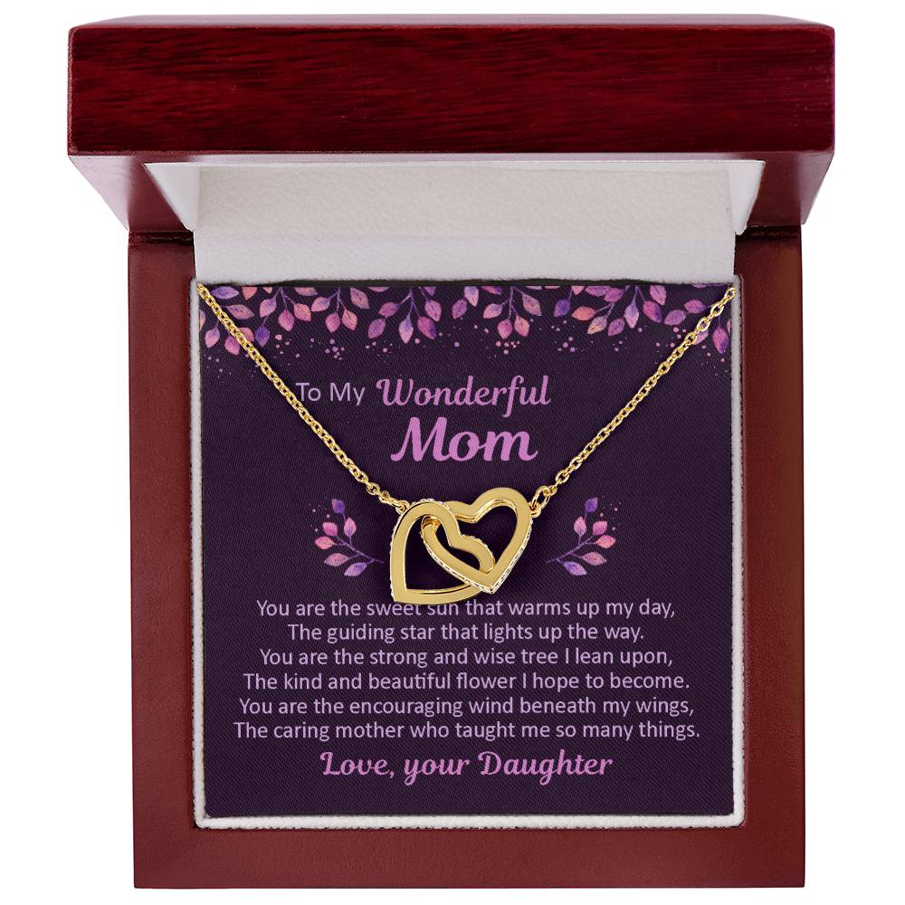 To My Mom - You Are The Sweet Sun - Necklace Interlocking Hearts Necklace