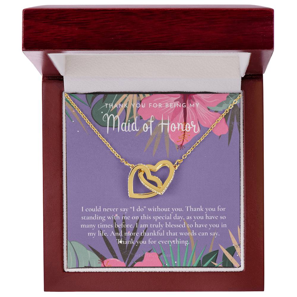 Maid Of Honor Thank You Gift From Bride Bridesmaid Gift Maid Of Honor Gift Necklace Matron Of Honor Gift Thank You Gift From Bride Interlocking Hearts Necklace