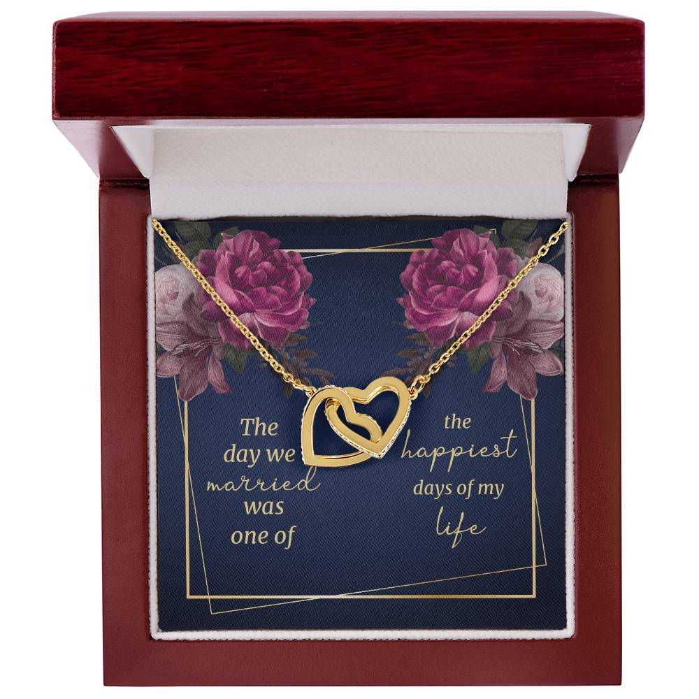 The Day We Married - Interlocking Hearts Necklace - Gift For Wife