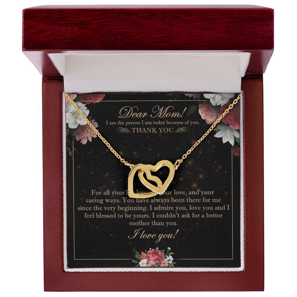 Dear Mom Interlocking Hearts Necklace Message Card