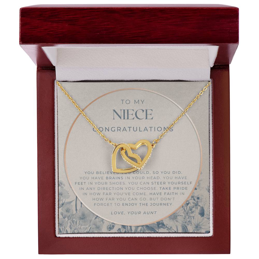 To My Niece Live Your Dreams Necklace Gift For Niece From Aunt Niece Birthday Graduation Christmas Present Interlocking Hearts Necklace