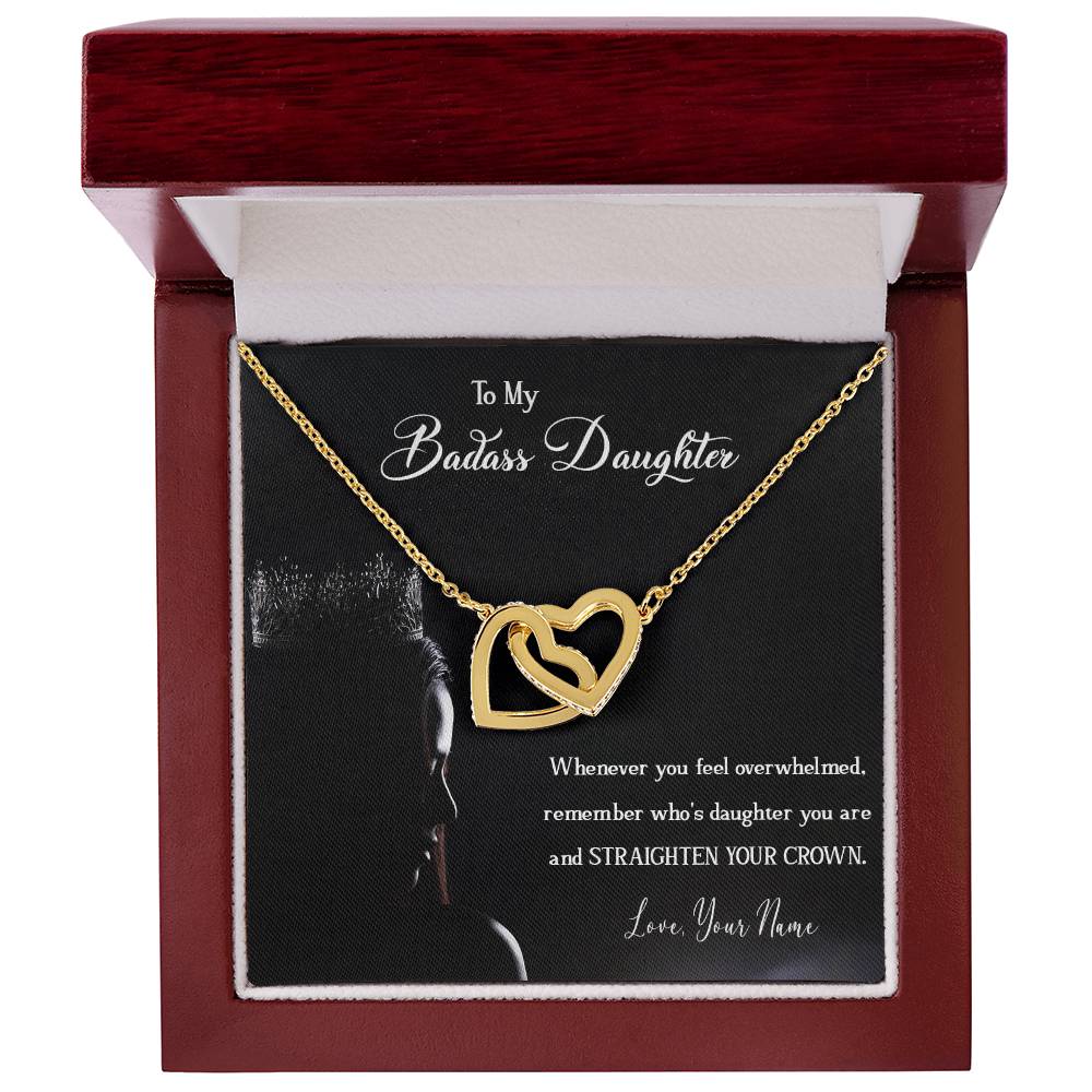 To My Badass Daughter Badass Daughter Necklace Gift For Daughter Necklace To My Badass Daughter Daughter Birthday Interlocking Hearts Necklace