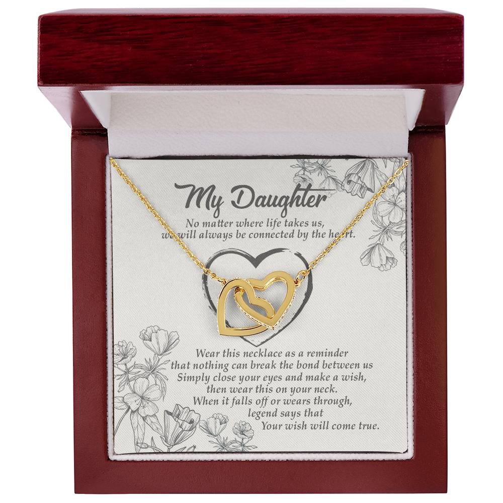 Your Wish Will Come True - Great Gift For Daughter Interlocking Hearts Necklace