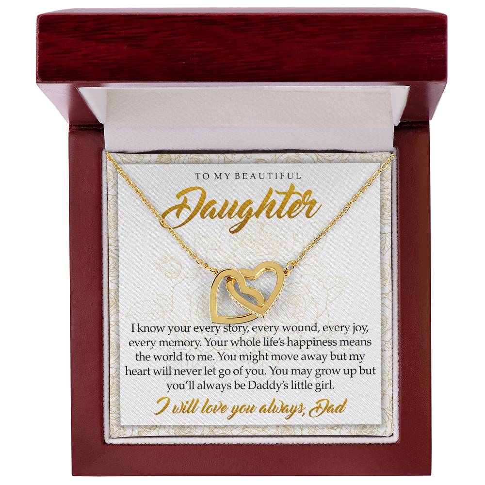 To My Daughter You'Ll Always Be Daddy'S Little Girl Interlocking Hearts Necklace