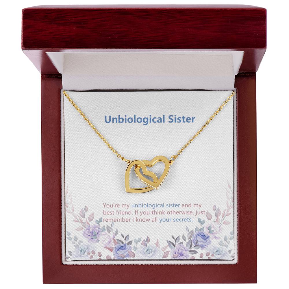 Unbiological Sister Jewelry Heart Necklace -Birthday Or Wedding Gift Interlocking Hearts Necklace