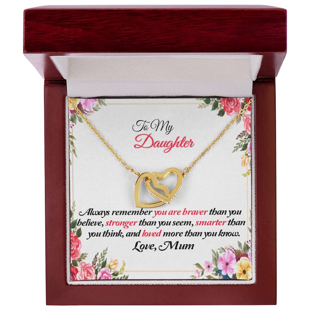To My Daughter Joined Hearts Pendant Necklace From Mum Interlocking Hearts Necklace