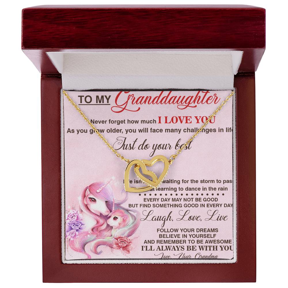 To My Granddaughter Interlocking Hearts Necklace Message Card
