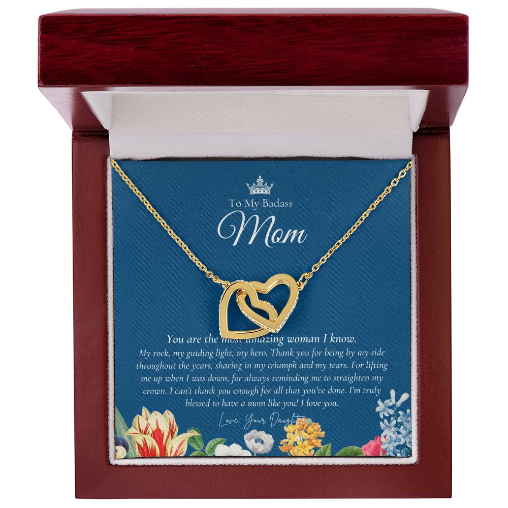 To My Badass Mom Necklace Badass Mom Gift Mother’S Day Gift Birthday Gift Gift From Daughter On Wedding Day Interlocking Hearts Necklace