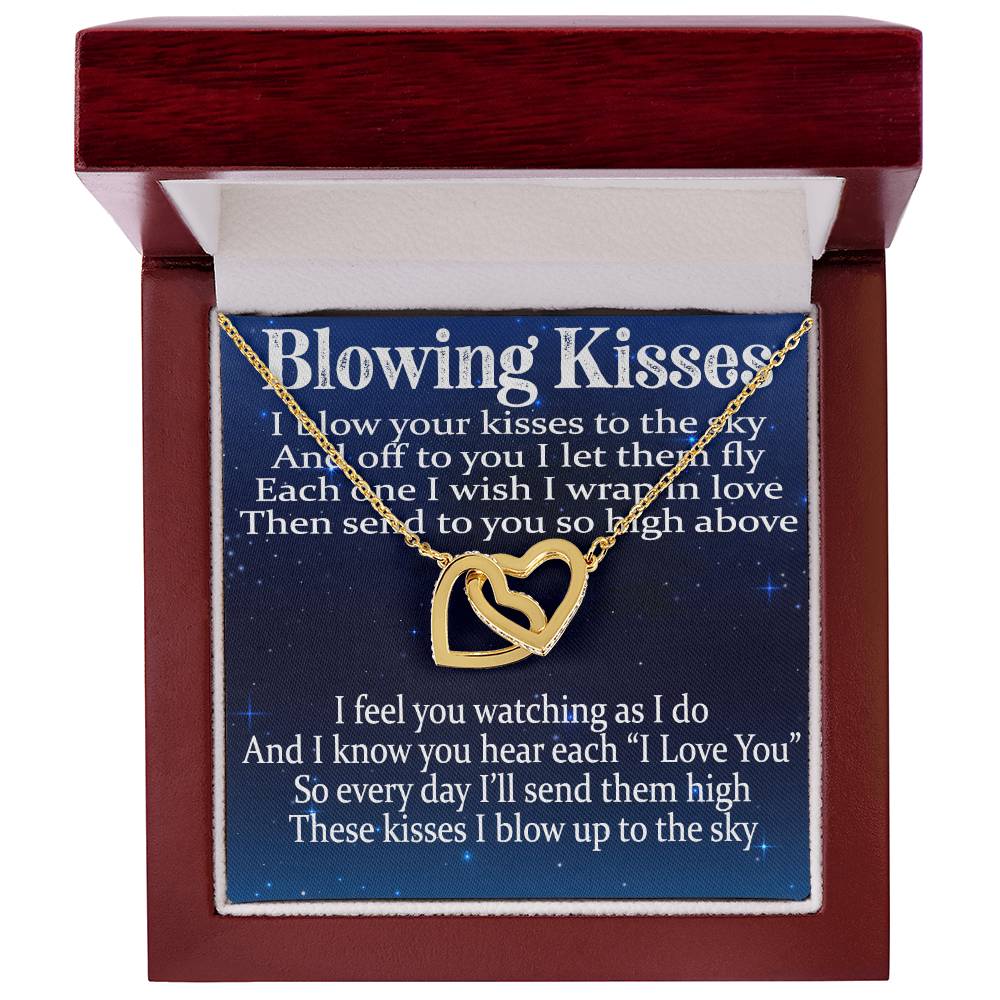 Blowing Kisses Remembrance Necklace Gift Interlocking Hearts Necklace