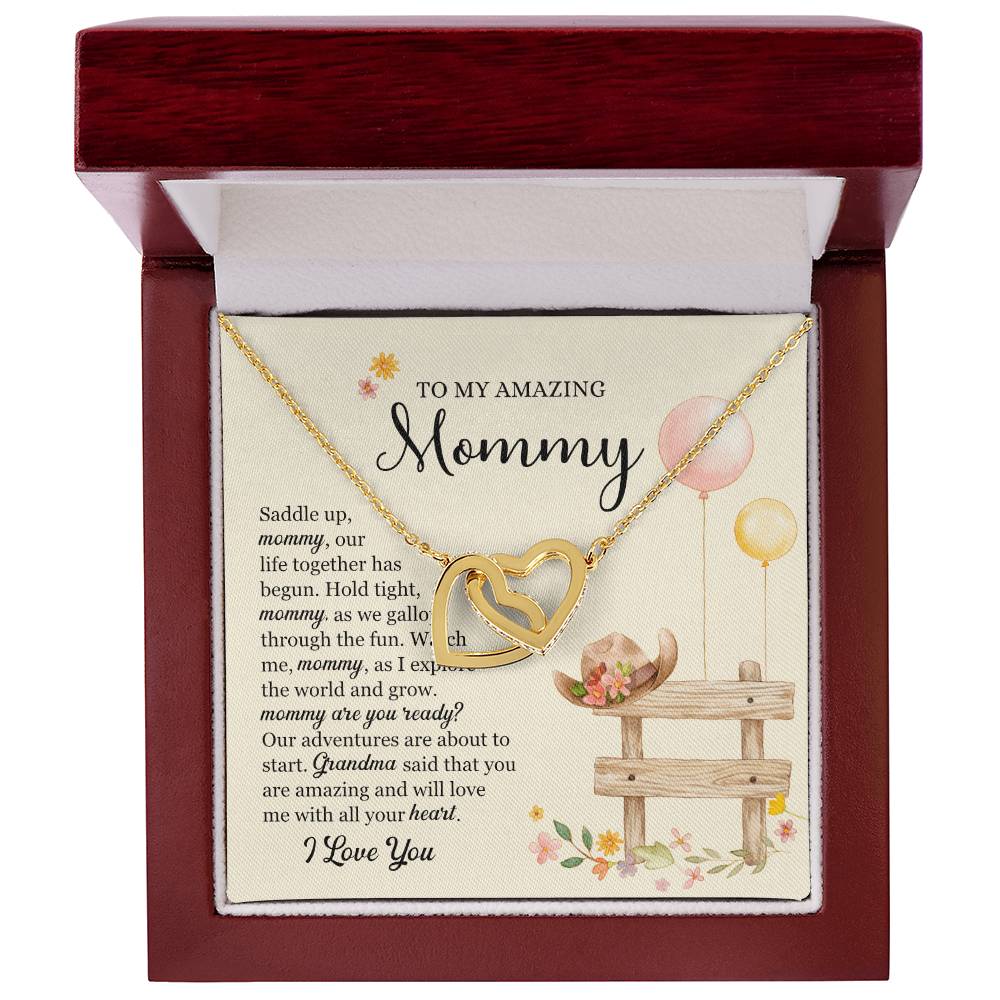 Saddle Up Amazing Mommy Necklace Interlocking Hearts Necklace