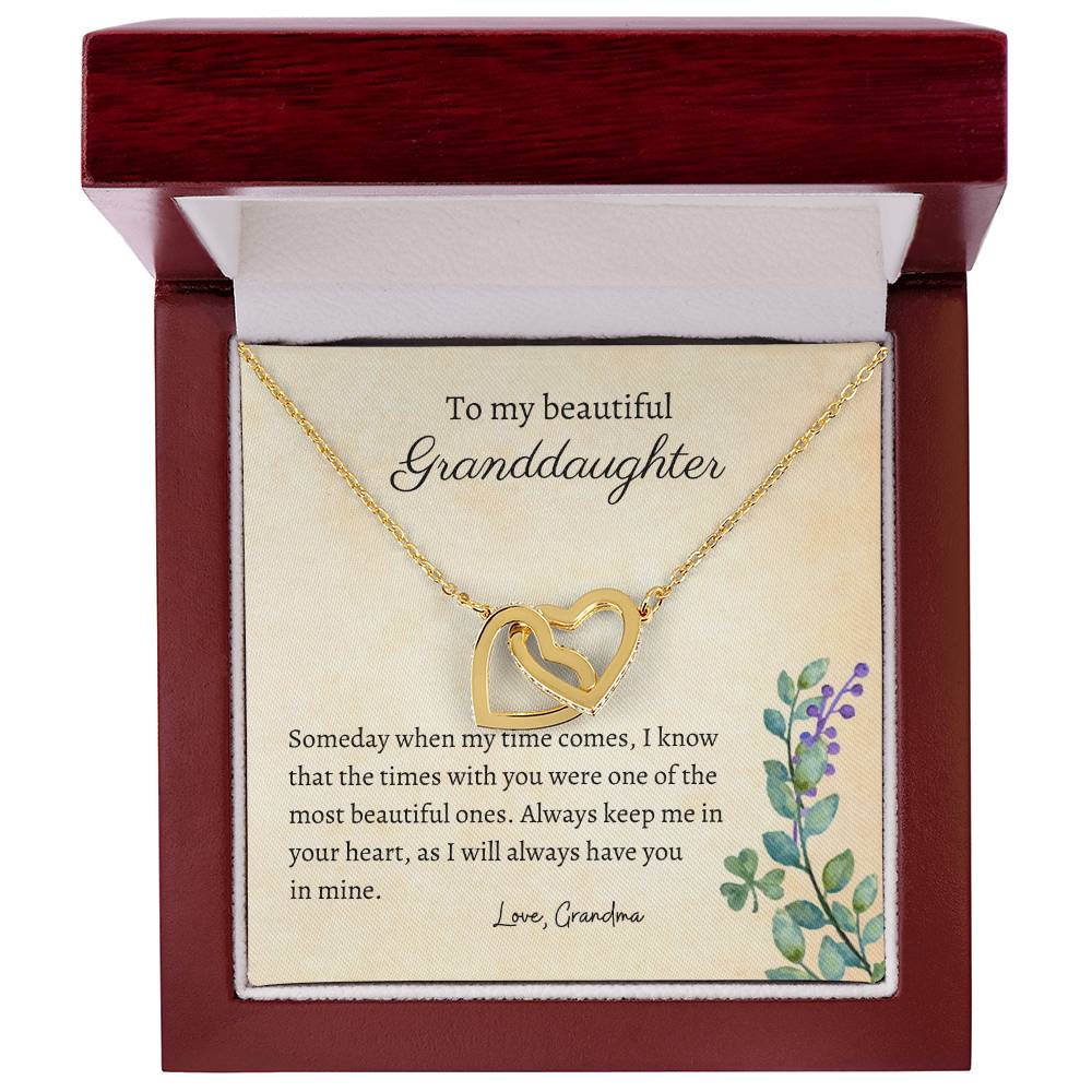 To My Granddaughter - Always In My Heart - Necklace Interlocking Hearts Necklace