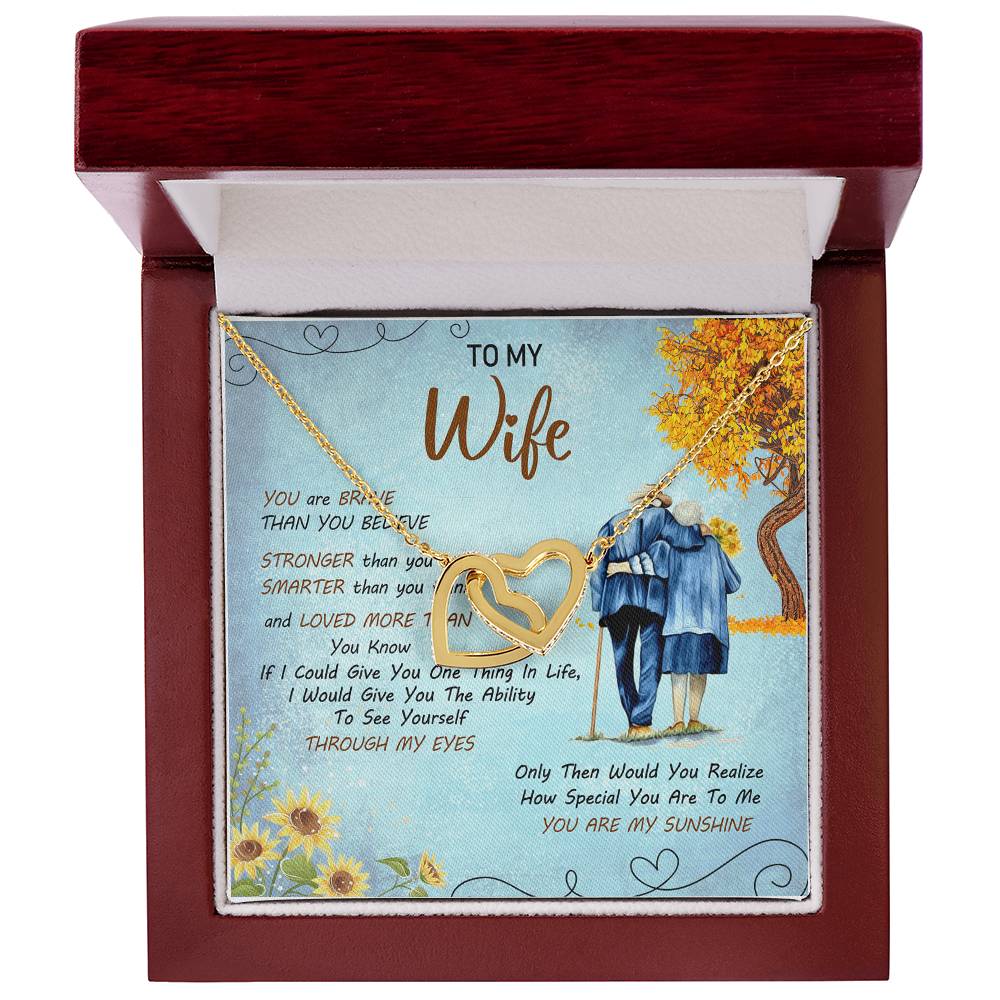 To My Wife You'Re My Sunshine Interlocking Love Necklace Mother'S Day Message Card From Husband Interlocking Hearts Necklace