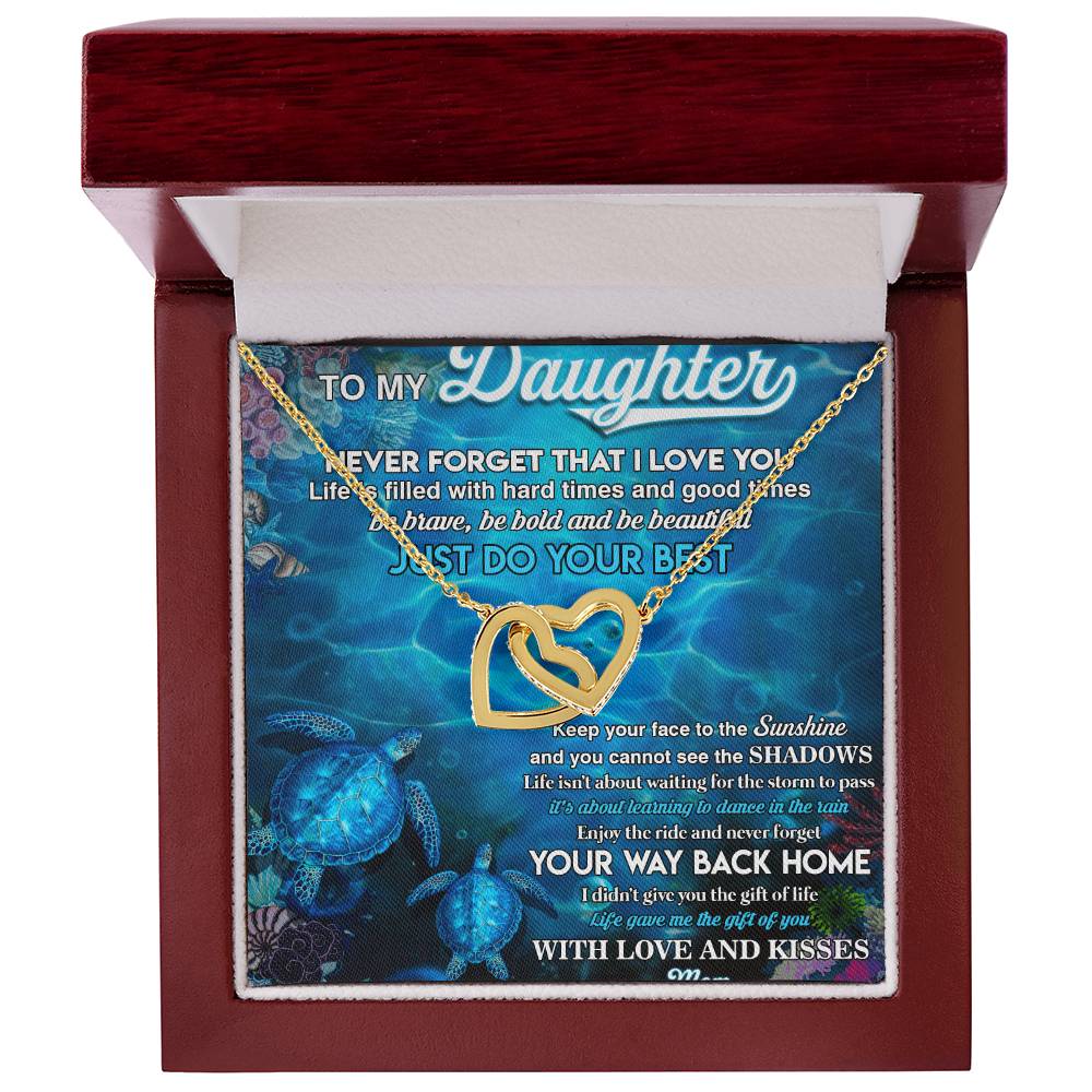 To My Daughter From Mom Interlocking Hearts Necklace Message Card