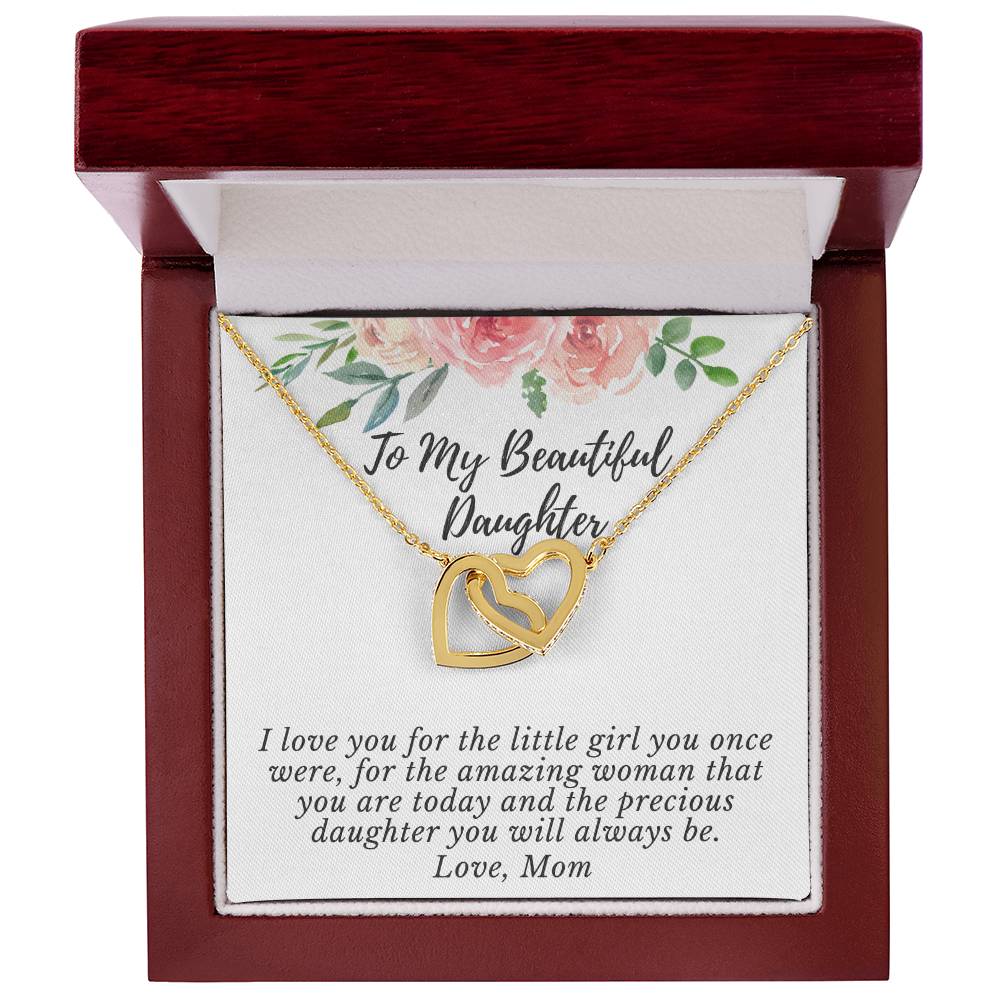 I Love You For The Precious Daughter You Will Always Be Necklace Interlocking Hearts Necklace