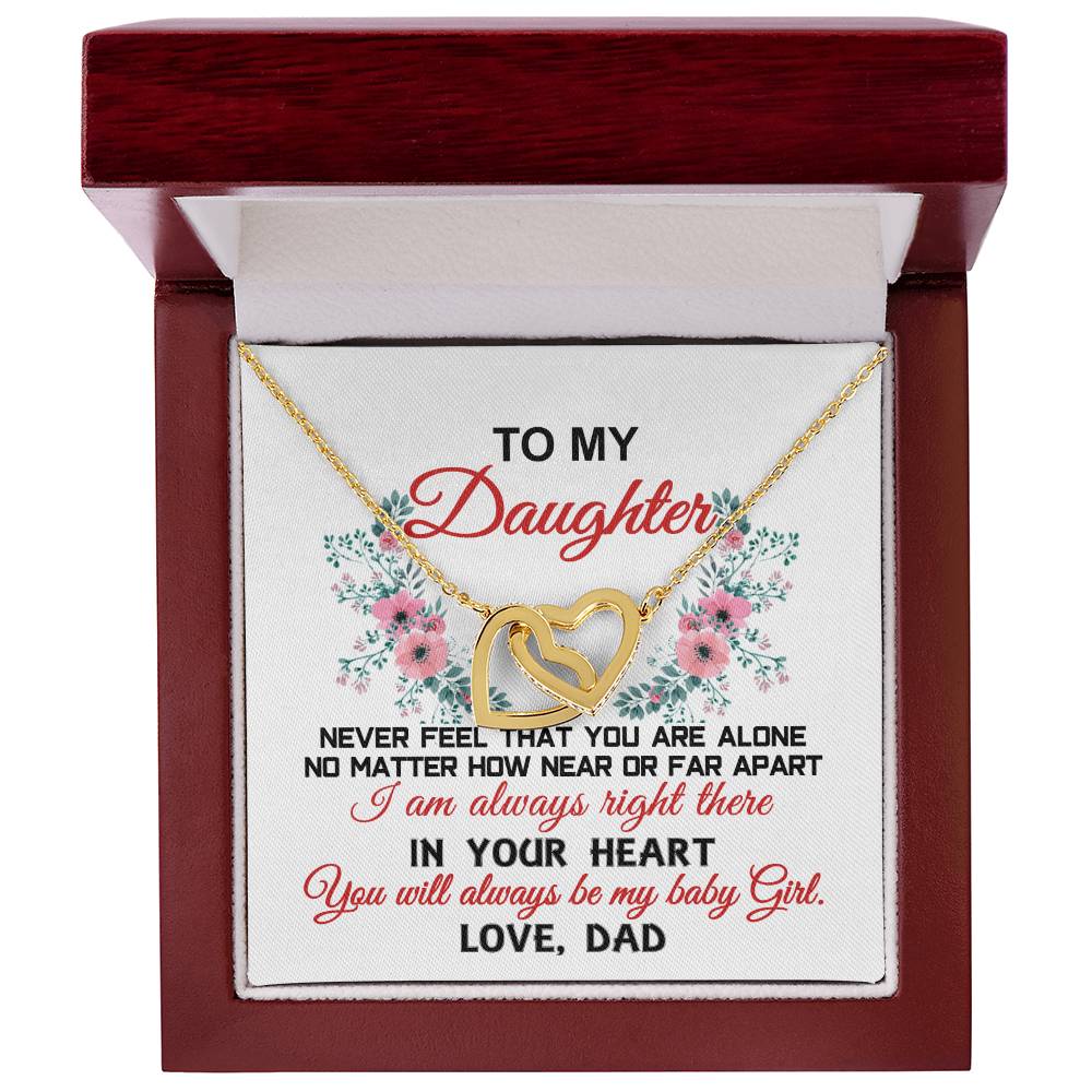 To My Daughter - Love Dad Interlocking Hearts Necklace