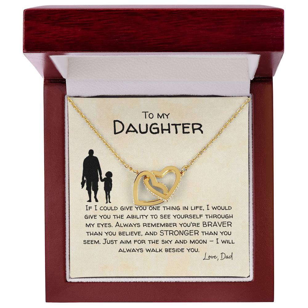 To My Daughter - Always Beside You - Necklace Interlocking Hearts Necklace