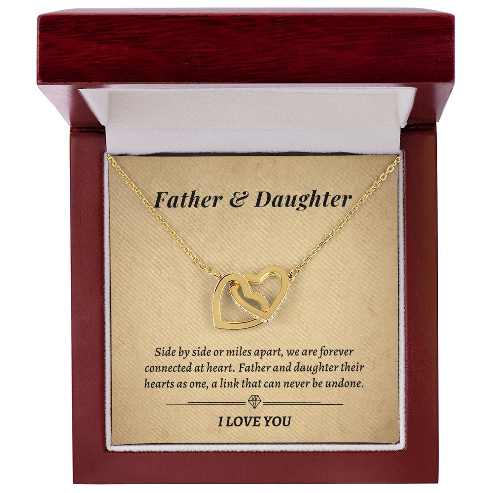 Gift For Daughter- Father And Daughter Their Hearts As One A Link That Can Never Be Undone Interlocking Hearts Necklace