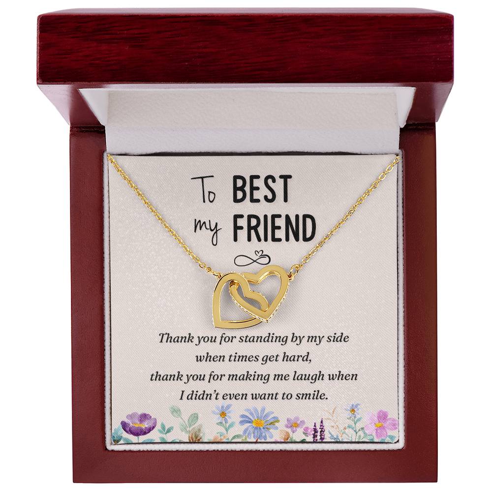 To My Best Friend-Thank You Interlocking Hearts Necklace