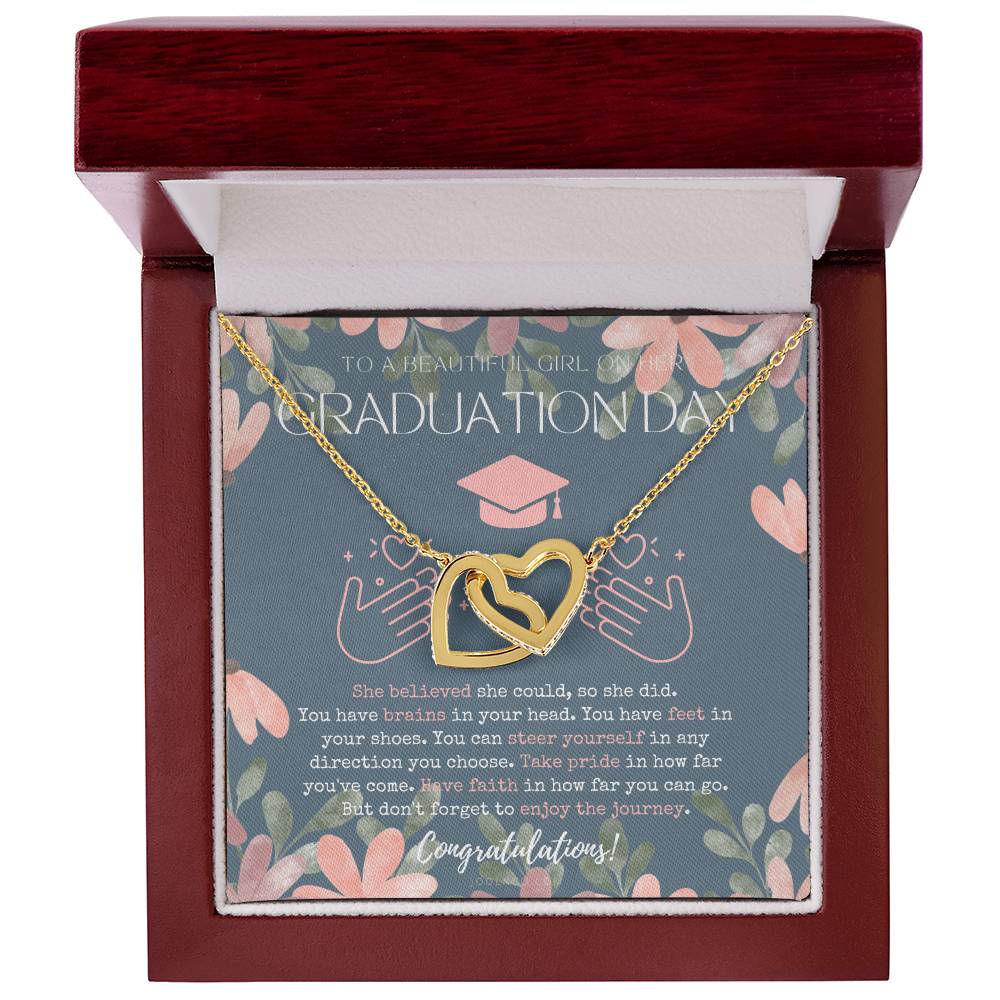 Graduation Gift Necklace For Daughter College Graduation Gift For Her High School Senior Graduation Mba Phd Master Class Of 2021 Interlocking Hearts Necklace